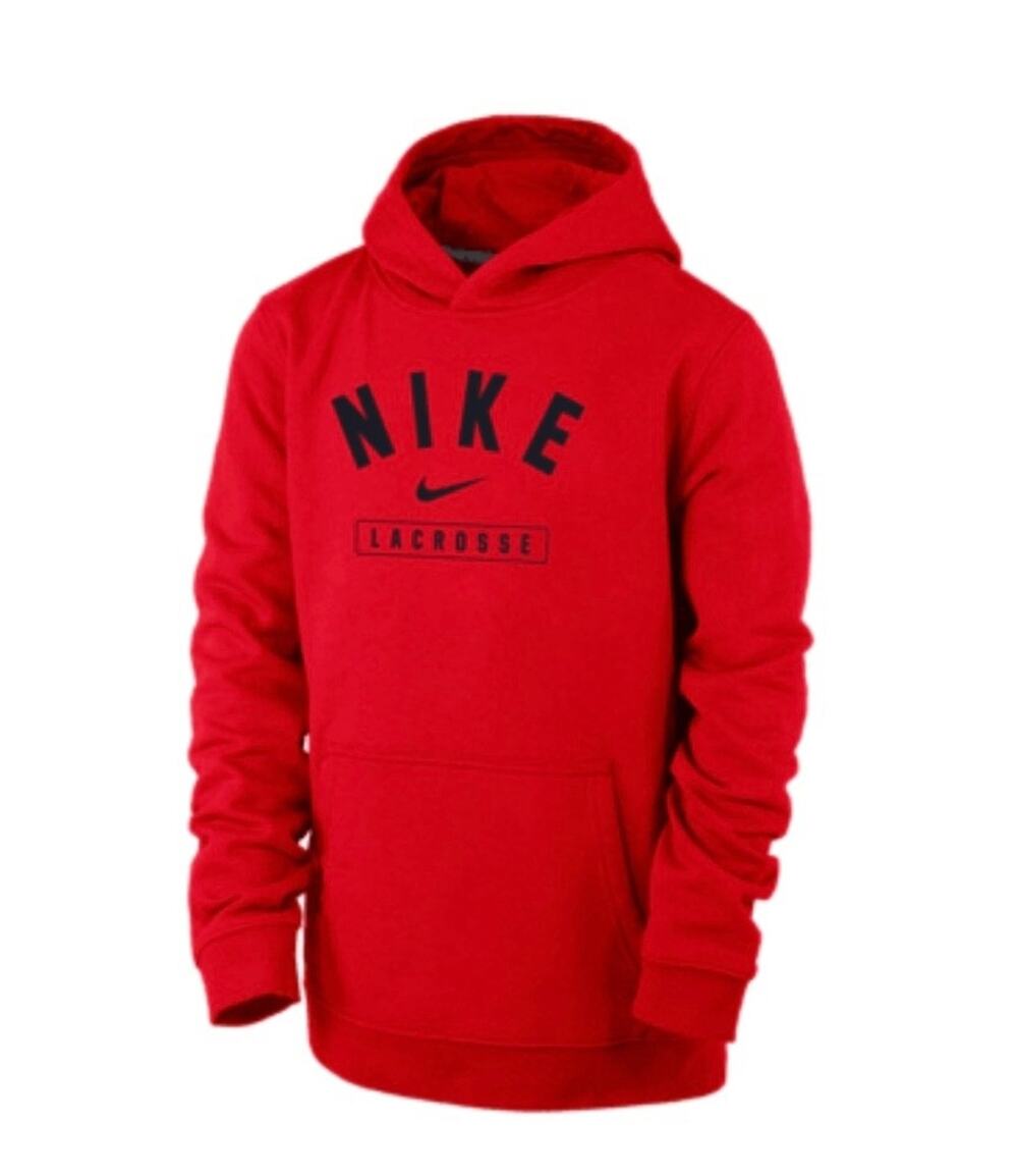 Boys NIKE Lacrosse Size M Red Hoodie 100% cotton Sweatshirt top